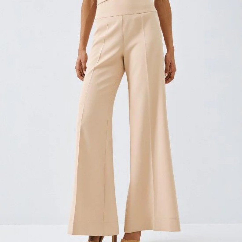 Pants high-waisted bell-bottom Beige Access