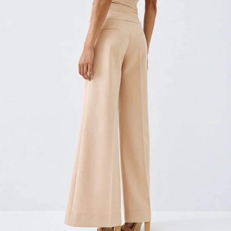 Pants high-waisted bell-bottom Beige Access
