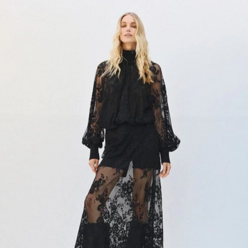 Lace turtleneck blouse Black Access