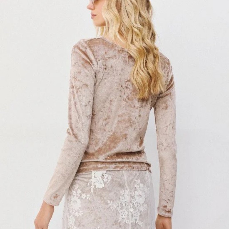 Velvet blouse with draped back Beige Access