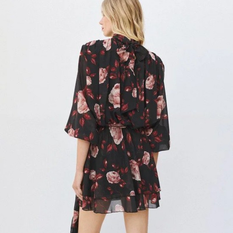 Floral mini dress with ruffles Black Access