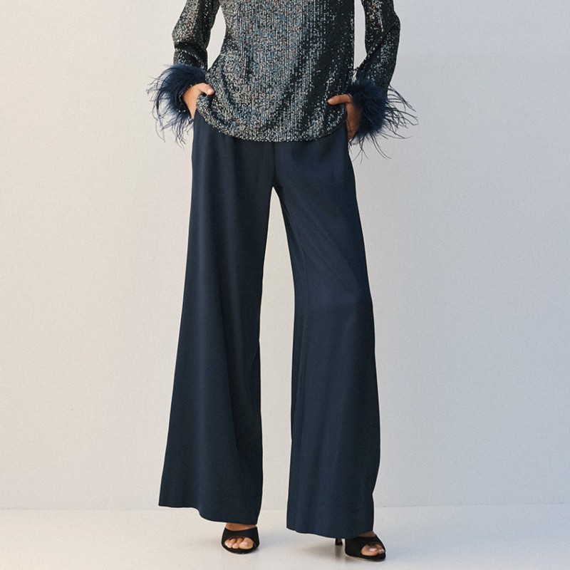 Satin trousers high waisted Blue Access