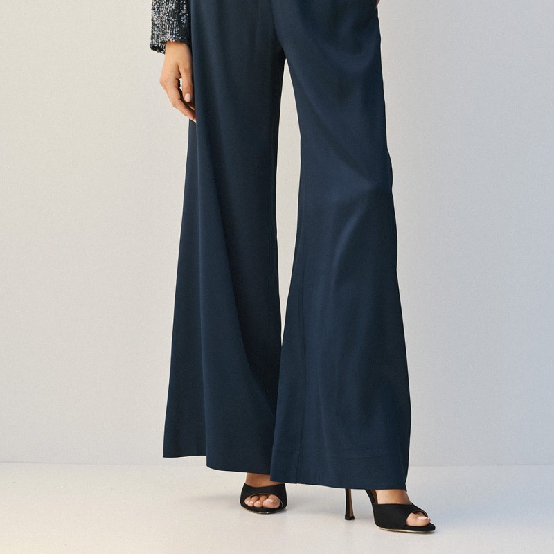 Satin trousers high waisted Blue Access