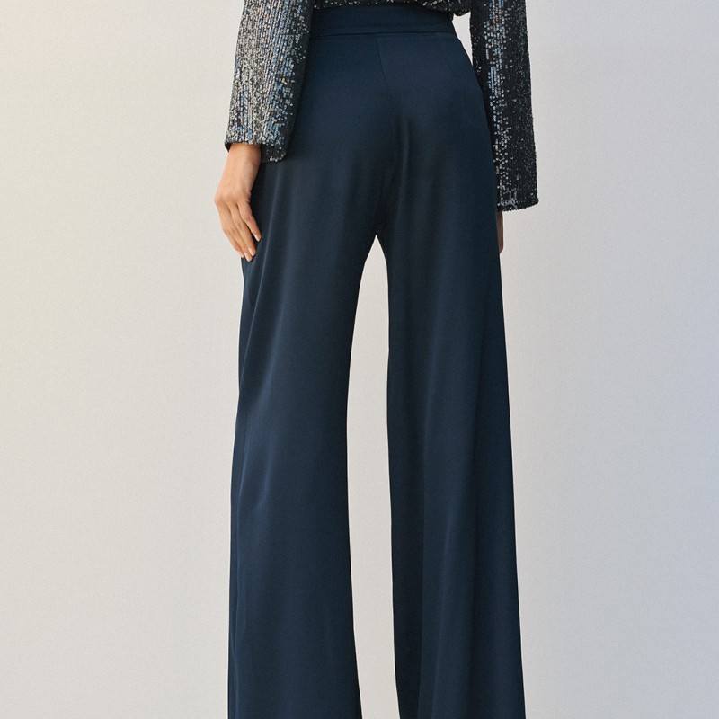 Satin trousers high waisted Blue Access