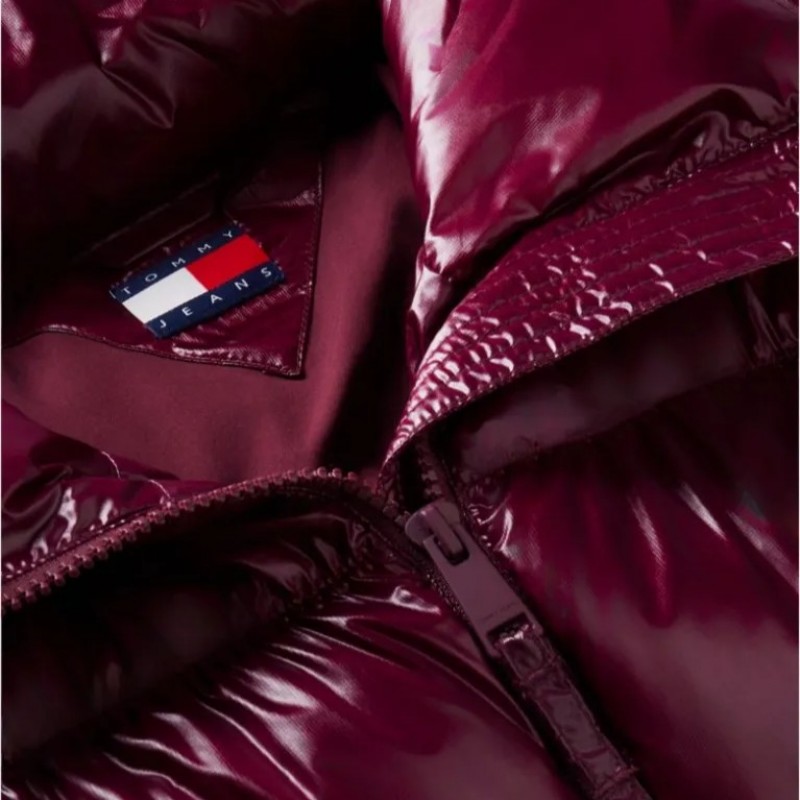 Jacket Shiny Down Ripstop Relaxed Puffer Bordeaux Tommy jeans