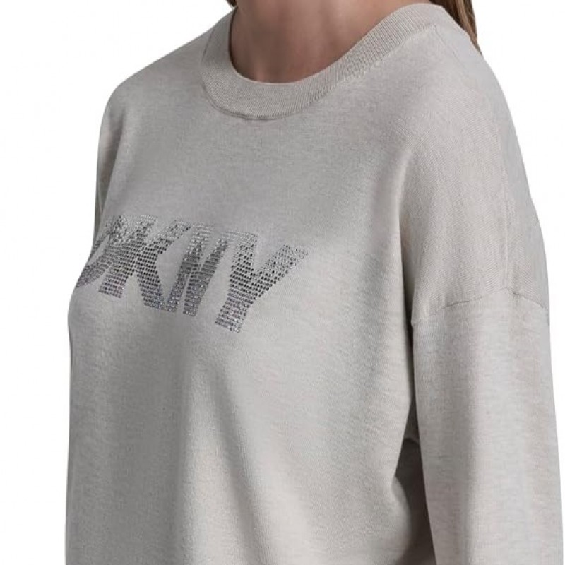 Sweater knitted Logo Ecru DKNY