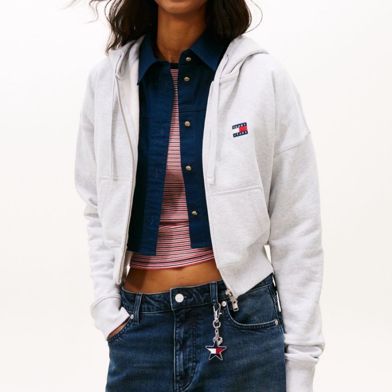 Ζακέτα φούτερ με κουκούλα TJW BXY zip Grey Tommy jeans
