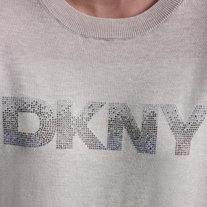 Sweater knitted Logo Ecru DKNY