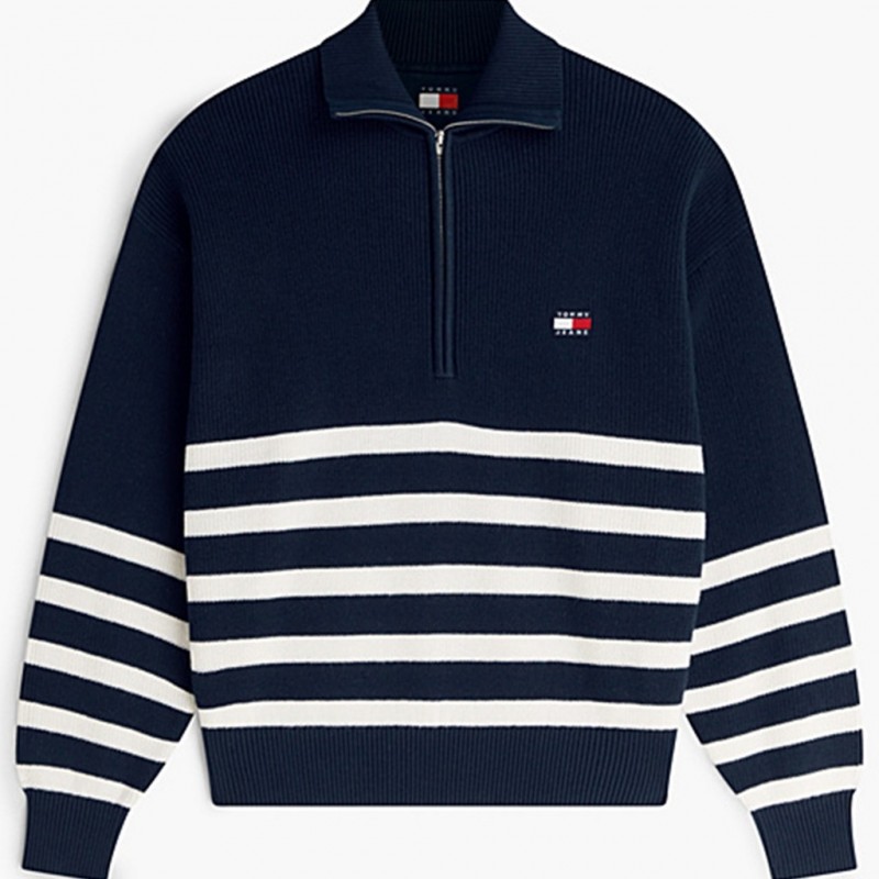 Sweater TJW STRIPE QUARTER ZIP Blue Tommy jeans