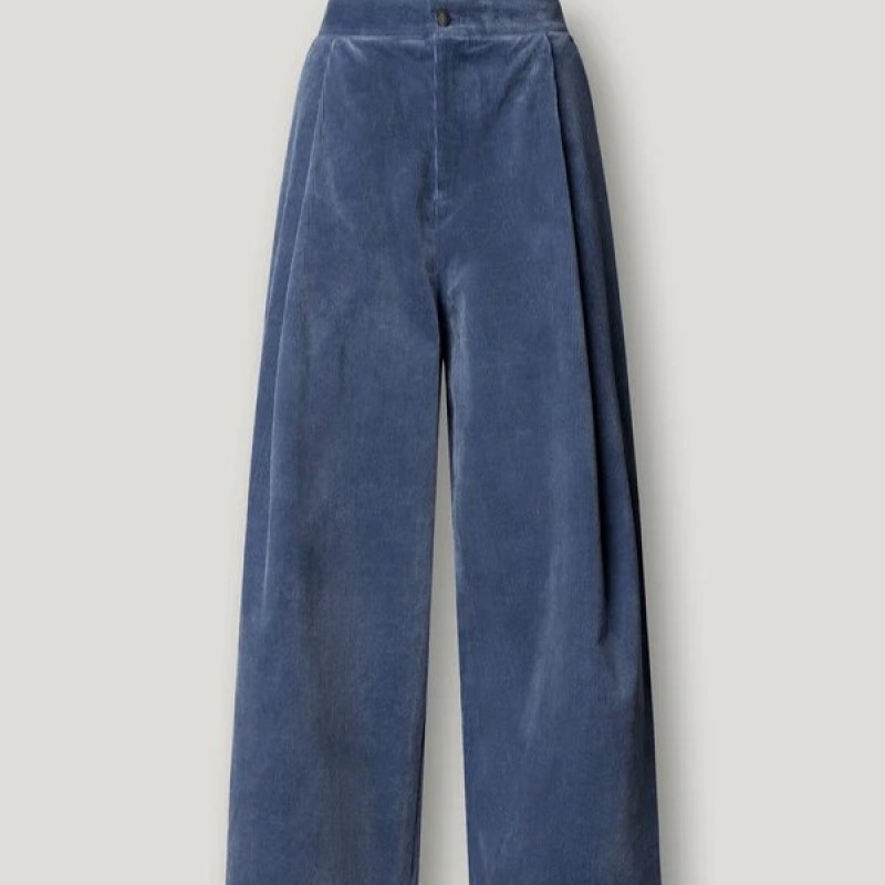 Wide fit corduroy trousers Chloe Blue Pepe jeans