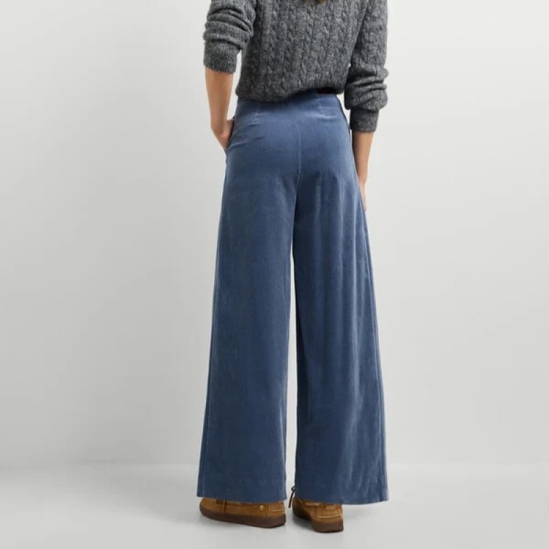 Wide fit corduroy trousers Chloe Blue Pepe jeans