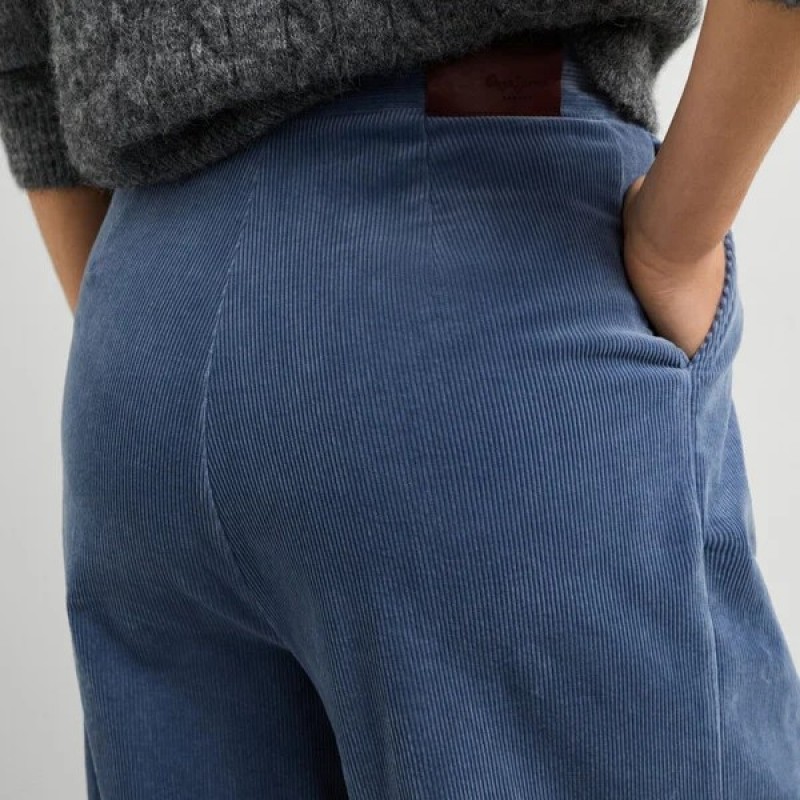 Wide fit corduroy trousers Chloe Blue Pepe jeans