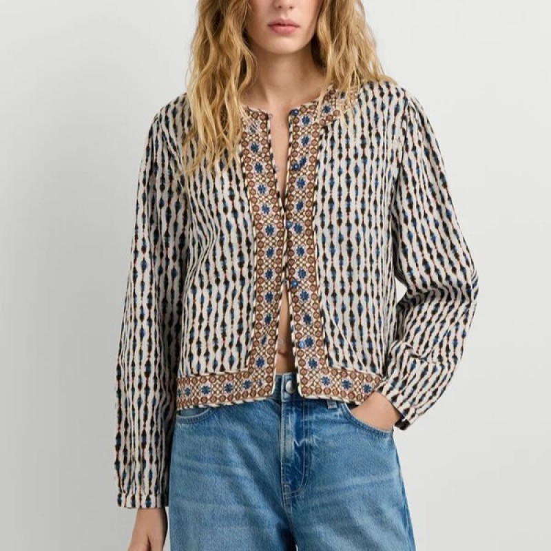 Jacket Ikat printed Kim White Pepe jeans