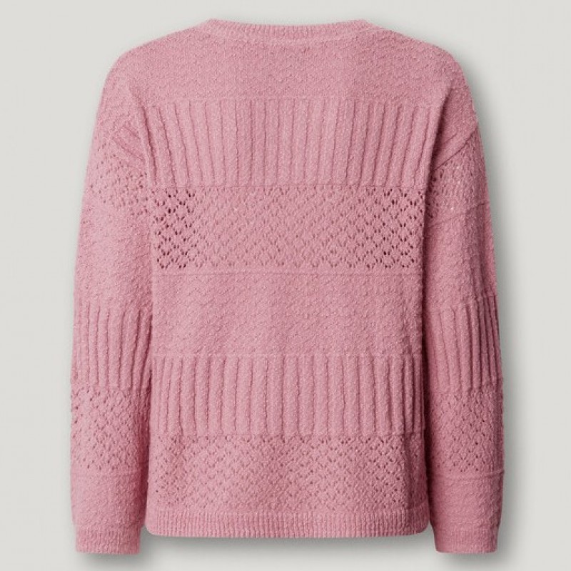 Crew neck crochet jumper Alaya Pink Pepe jeans