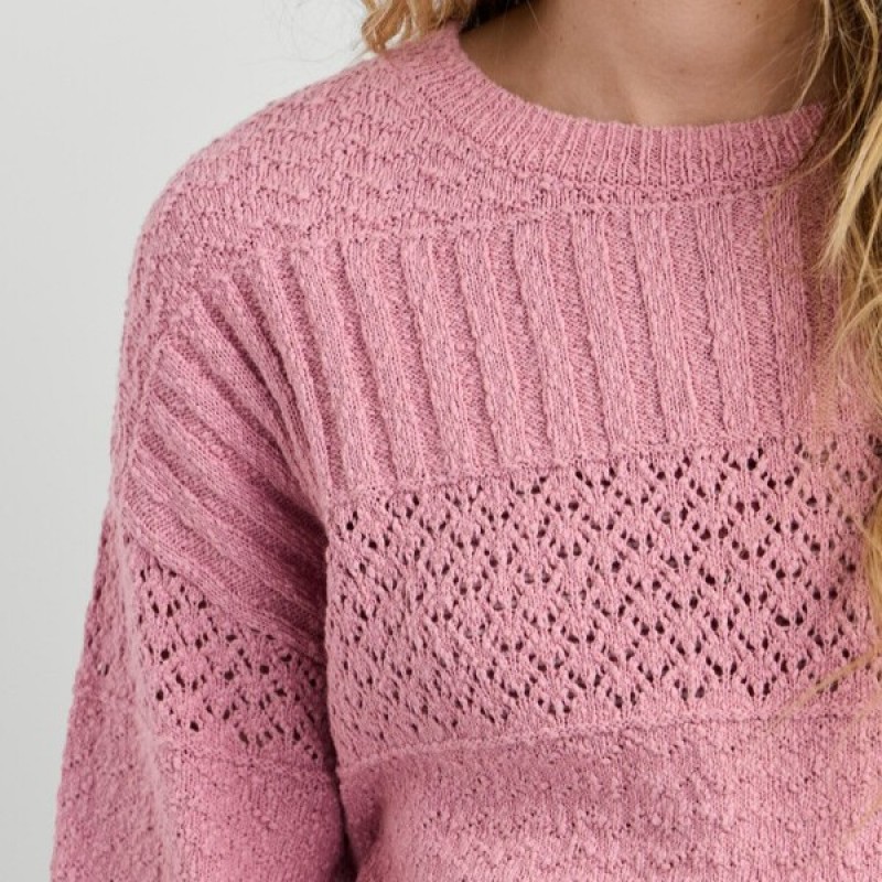 Crew neck crochet jumper Alaya Pink Pepe jeans