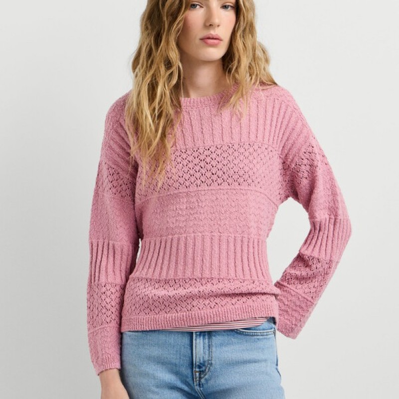Crew neck crochet jumper Alaya Pink Pepe jeans