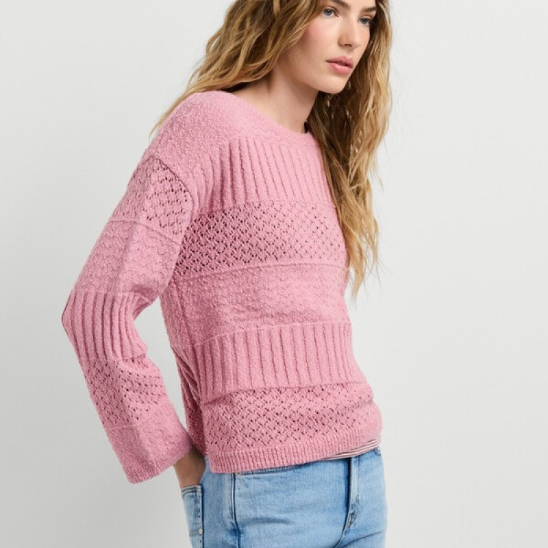 Crew neck crochet jumper Alaya Pink Pepe jeans