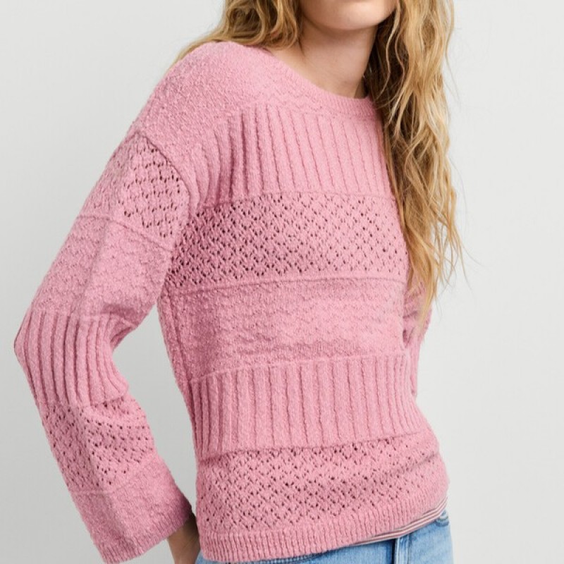 Crew neck crochet jumper Alaya Pink Pepe jeans