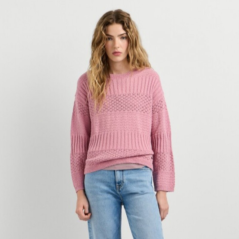 Crew neck crochet jumper Alaya Pink Pepe jeans