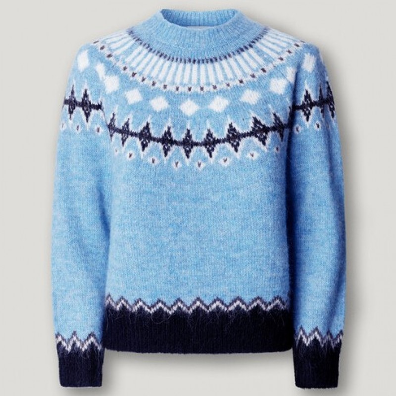 Crew neck fair isle knit jumper Allura Ciel Pepe jeans