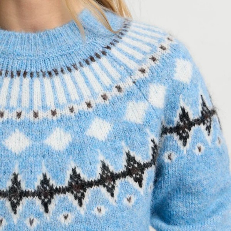 Crew neck fair isle knit jumper Allura Ciel Pepe jeans