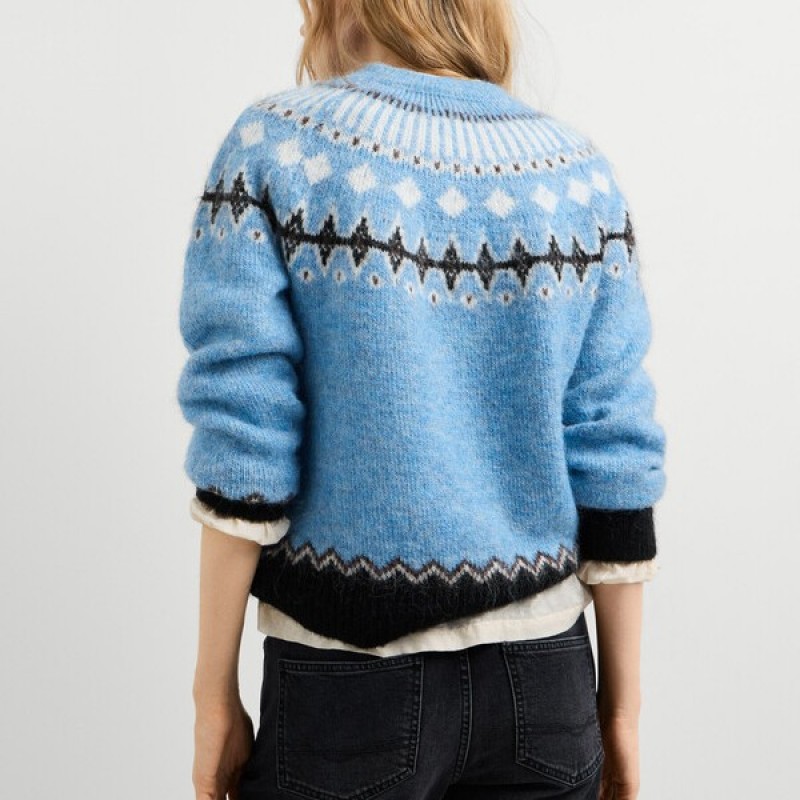 Crew neck fair isle knit jumper Allura Ciel Pepe jeans