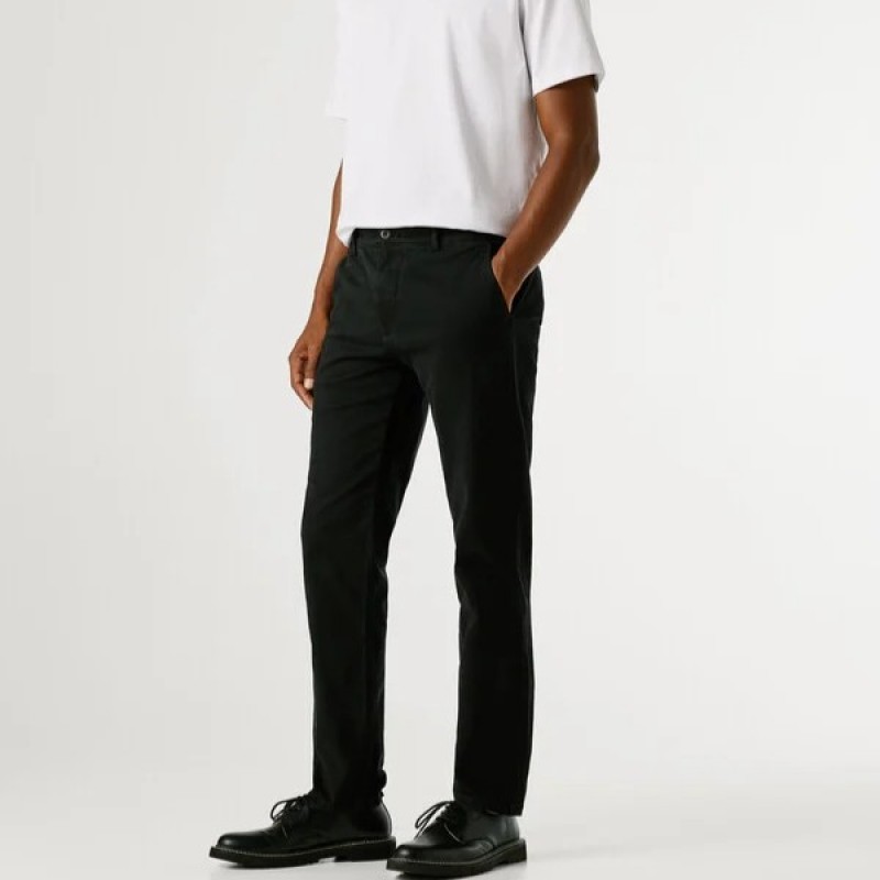 Pants chino twill Black Pepe jeans