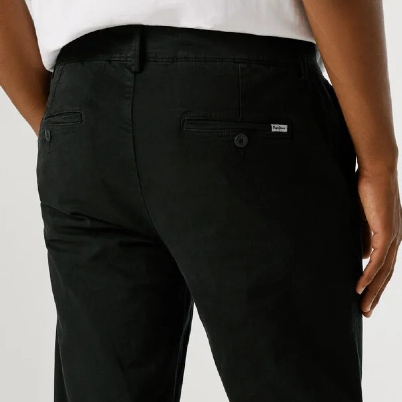 Pants chino twill Black Pepe jeans
