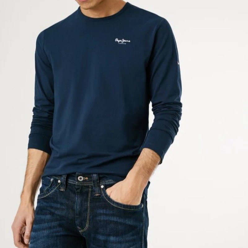 Μπλούζα με μακρύ μανίκι Original Basic Blue Pepe Jeans