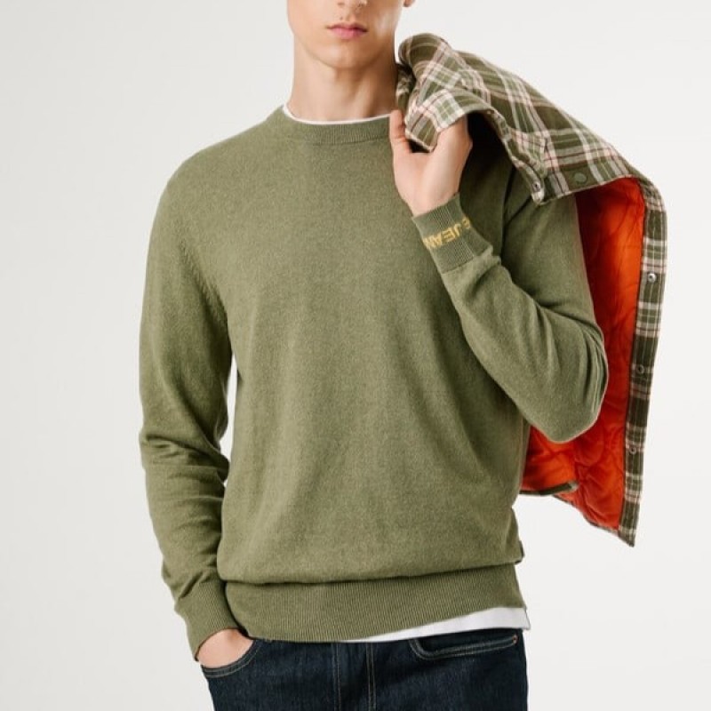 Regular fit crew neck jumper Andre Olive Pepe jeans