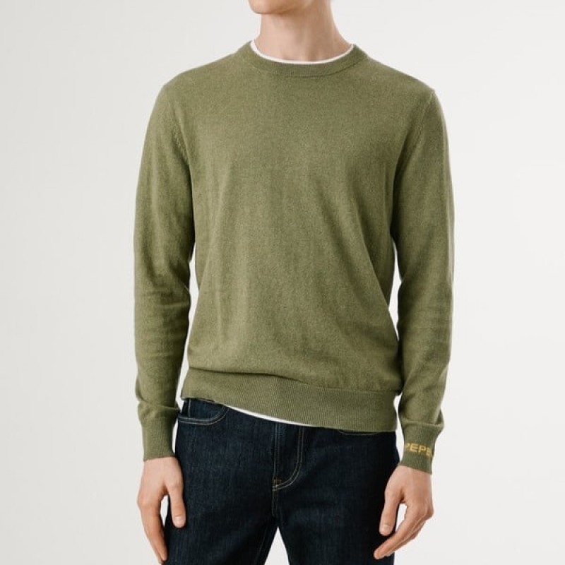 Regular fit crew neck jumper Andre Olive Pepe jeans