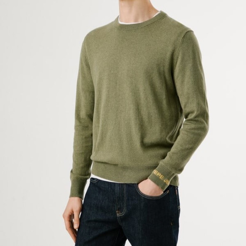 Regular fit crew neck jumper Andre Olive Pepe jeans