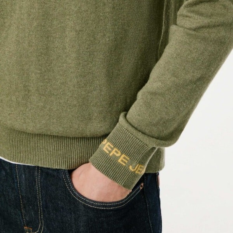 Regular fit crew neck jumper Andre Olive Pepe jeans