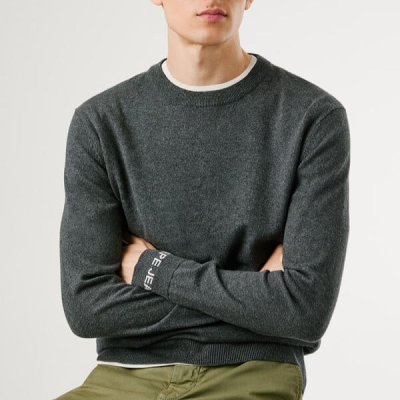 Regular fit crew neck jumper Andre Grey Pepe jeans