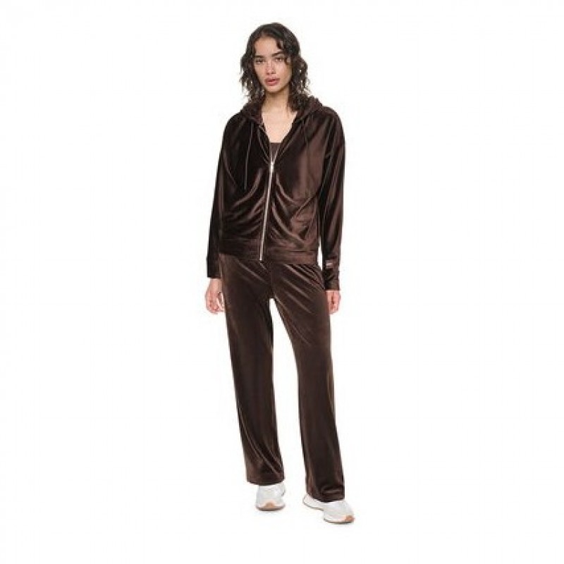 Ζακέτα γυναικεία με κουκούλα Brown DKNY