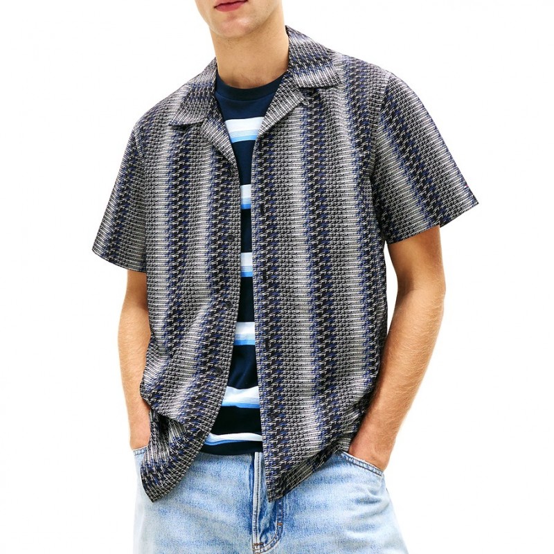 Shirt short sleeved TJM  AOP CAMP Black Tommy jeans