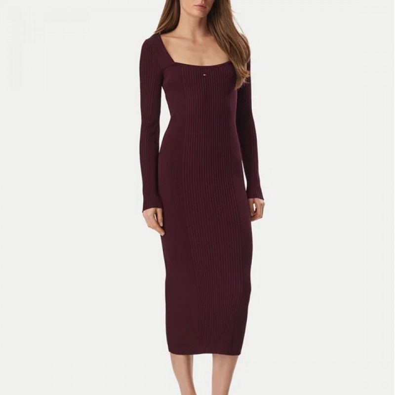 Dress midi bodycon sweater Bordeaux Tommy jeans