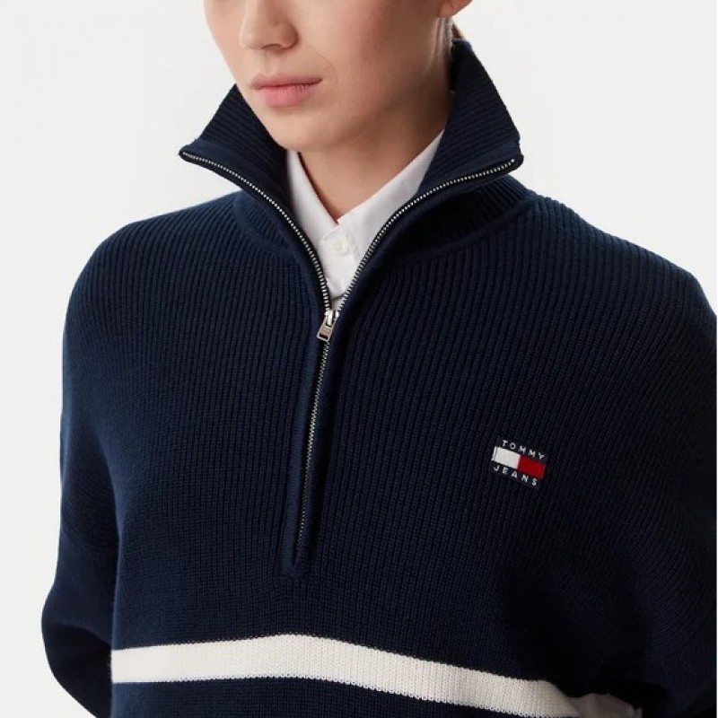Sweater TJW STRIPE QUARTER ZIP Blue Tommy jeans