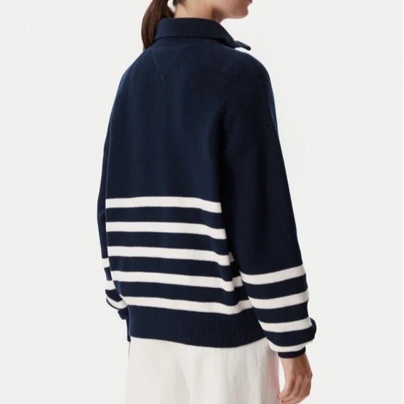 Sweater TJW STRIPE QUARTER ZIP Blue Tommy jeans