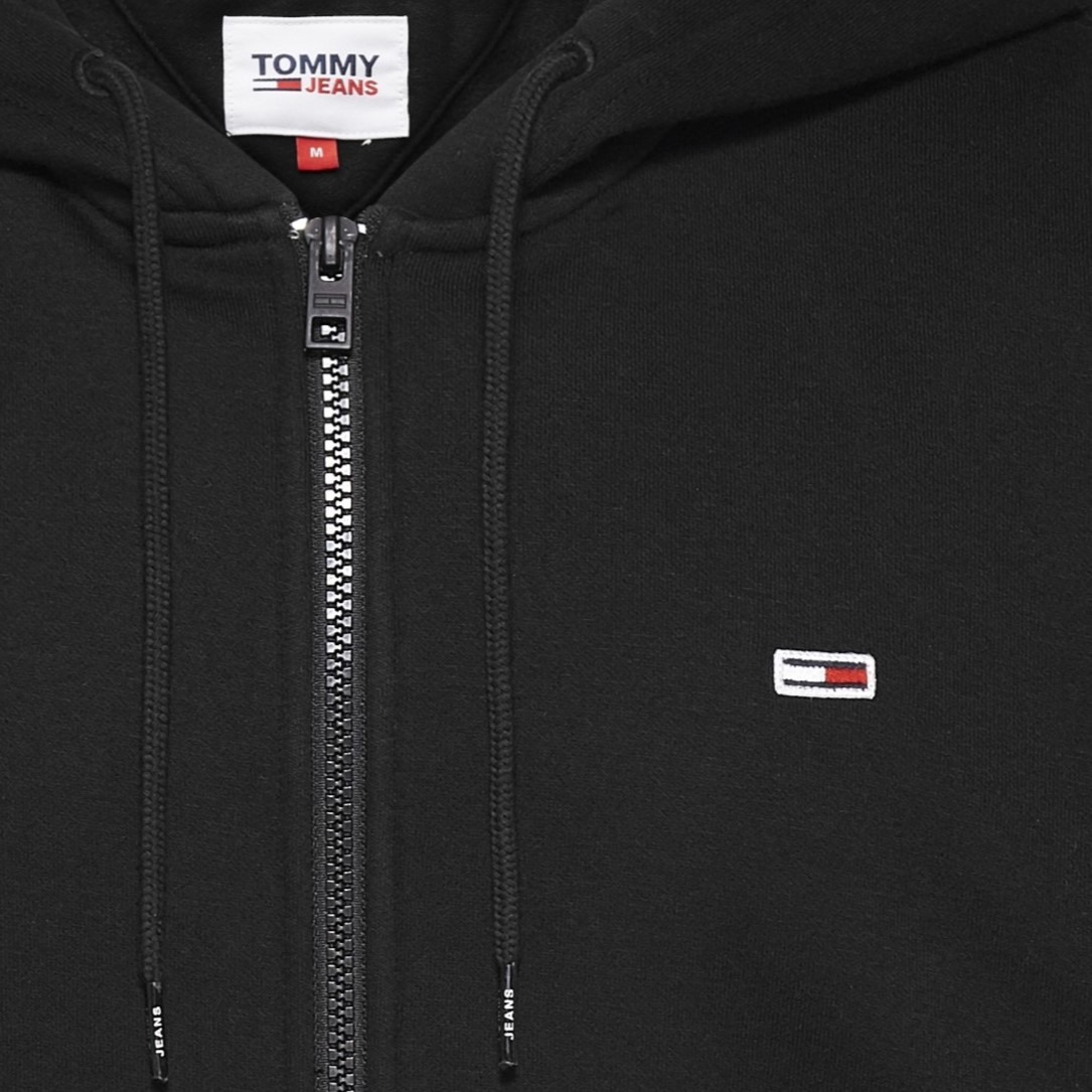 Ζακέτα φούτερ με κουκούλα TJM Reg Fleece Zip Black Tommy Jeans