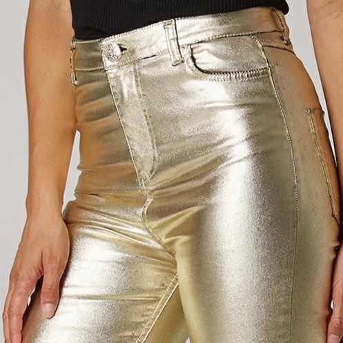 High waist bell bottom jeans Foil Golden Lynne